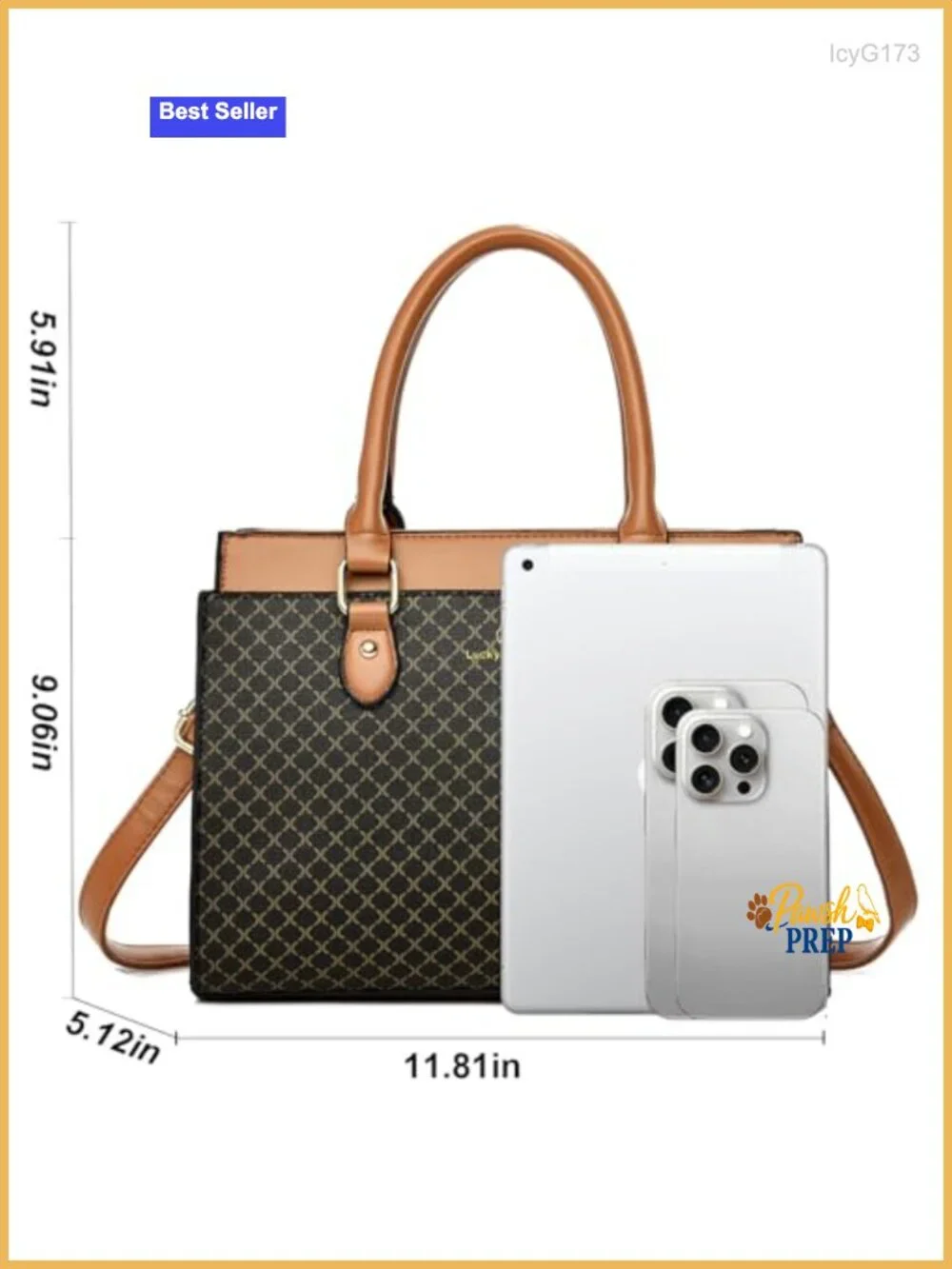 Faux Leather Dual-Tone Satchel Handbag Top Handle Crossbody Purse
